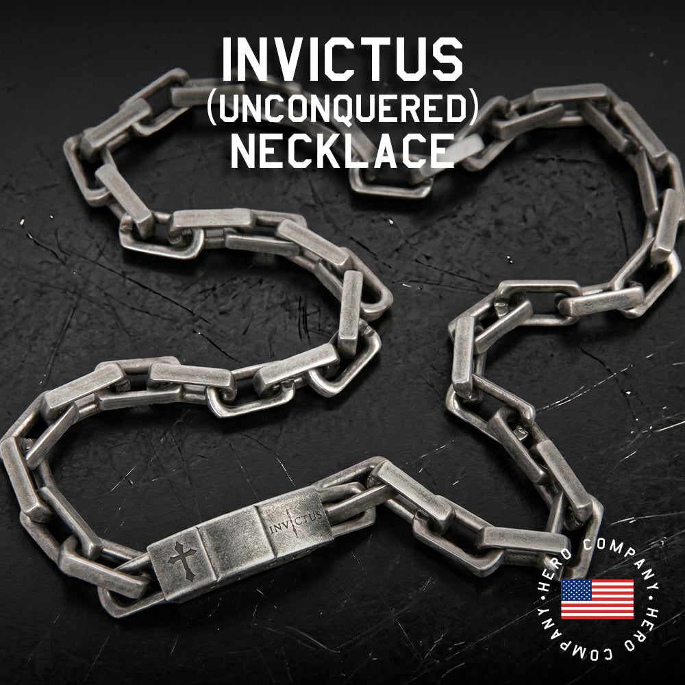 Invictus Unconquered Square Link Necklace: Helps Pair Veterans With A Service Dog Or Shelter Dog