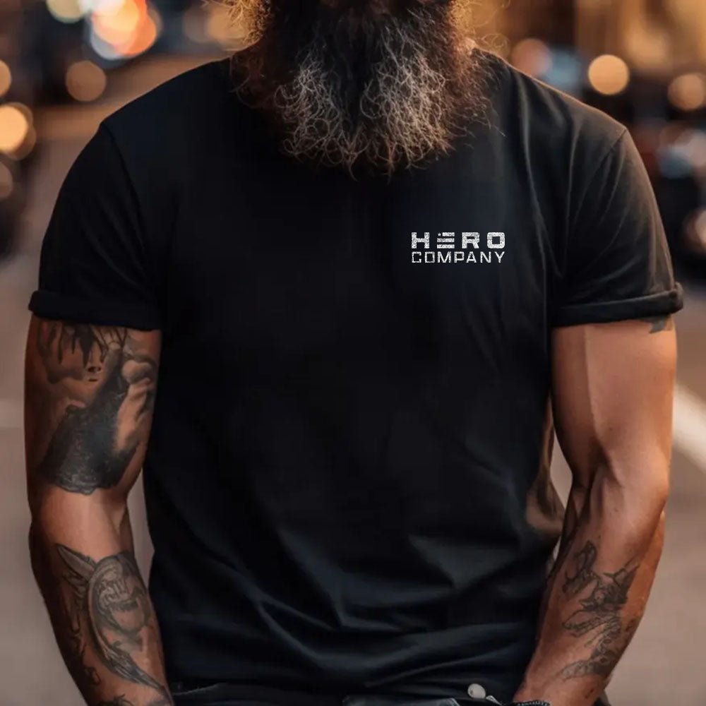 Hero Company Men's You Can Silence The Voice. Not The Message. Black Tee - Helps Pair Veterans With A Service Dog or Shelter Dog