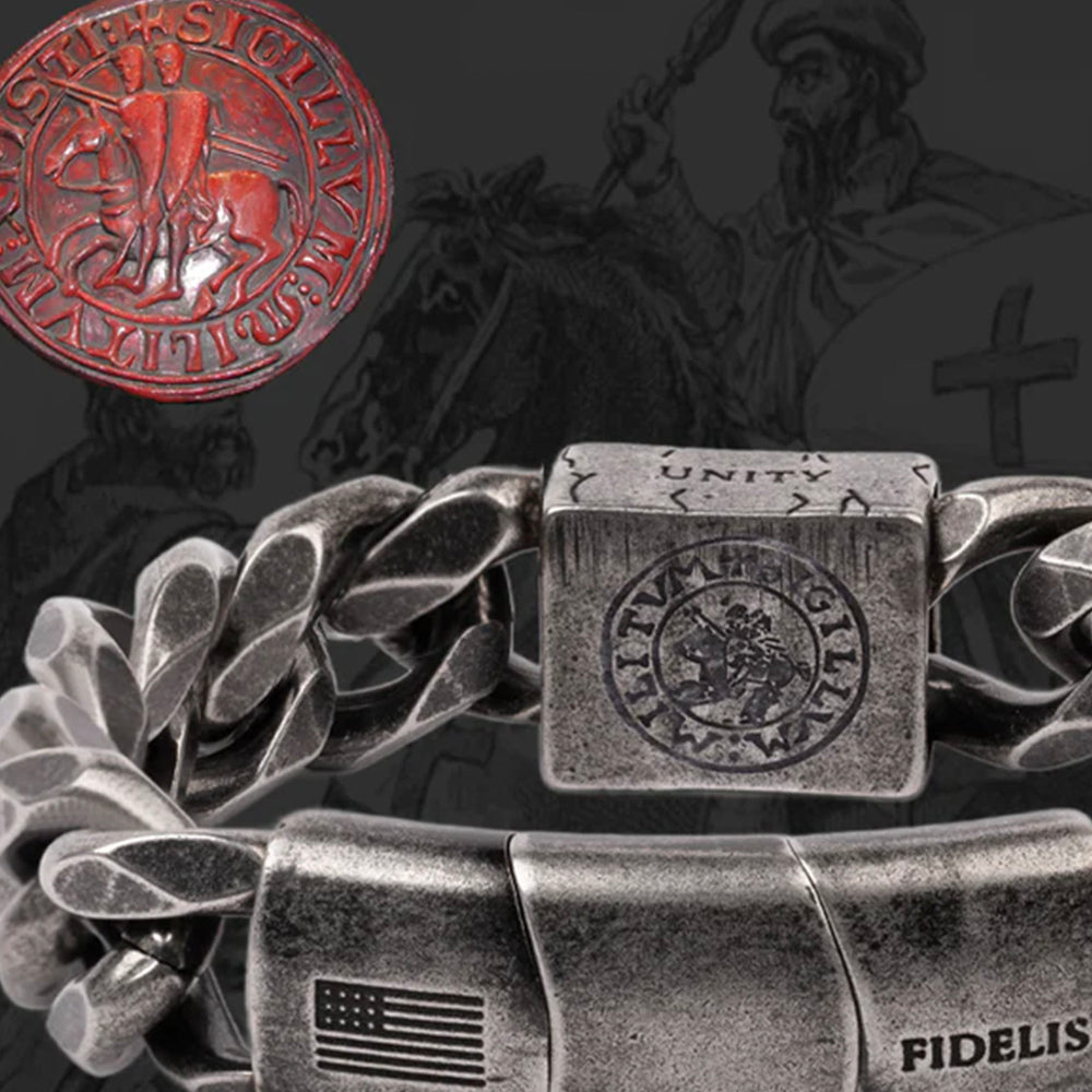 Knights Templar Fidelis Warrior Cuban Link Bracelet: Helps Pair Veterans With A Service Dog Or Shelter Dog