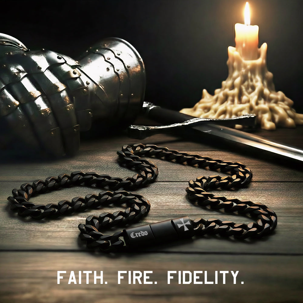 Knights Templar Sacred Oath Cuban Link Necklace: Helps Pair Veterans With A Service Dog Or Shelter Dog