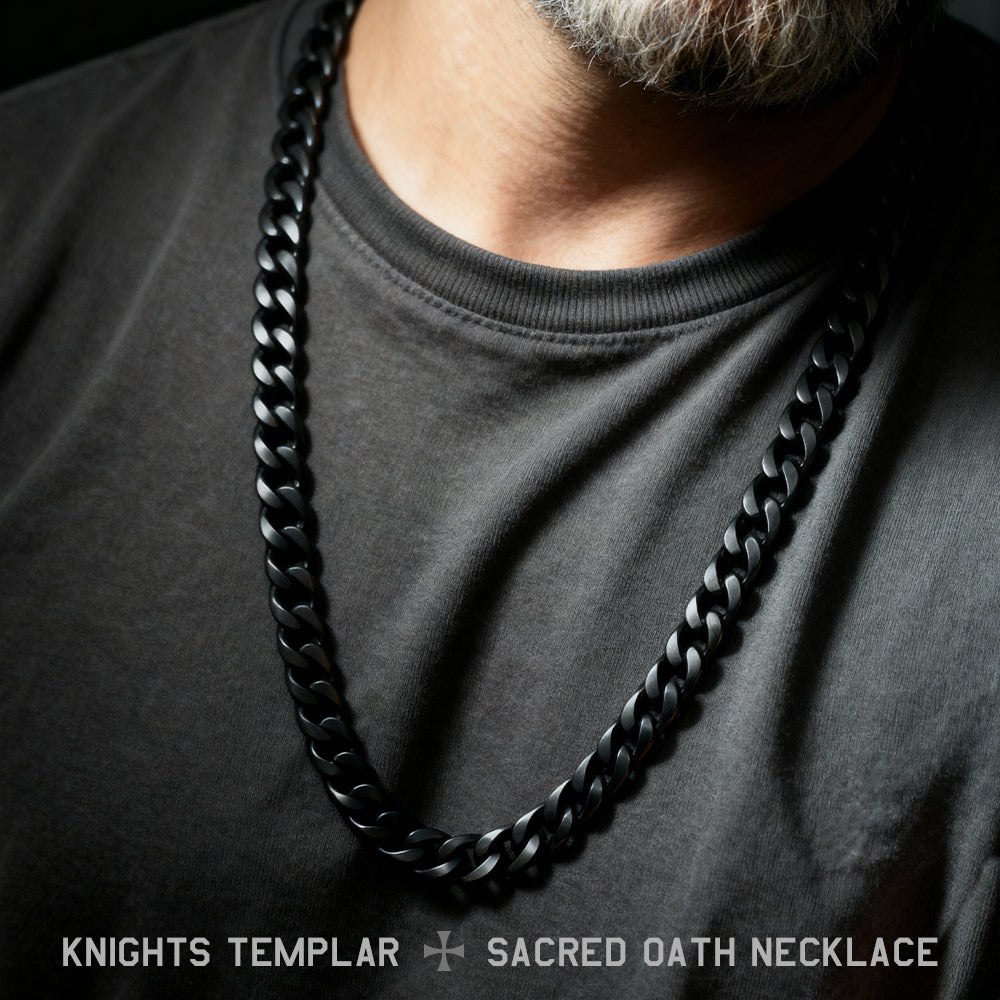 Knights Templar Sacred Oath Cuban Link Necklace: Helps Pair Veterans With A Service Dog Or Shelter Dog