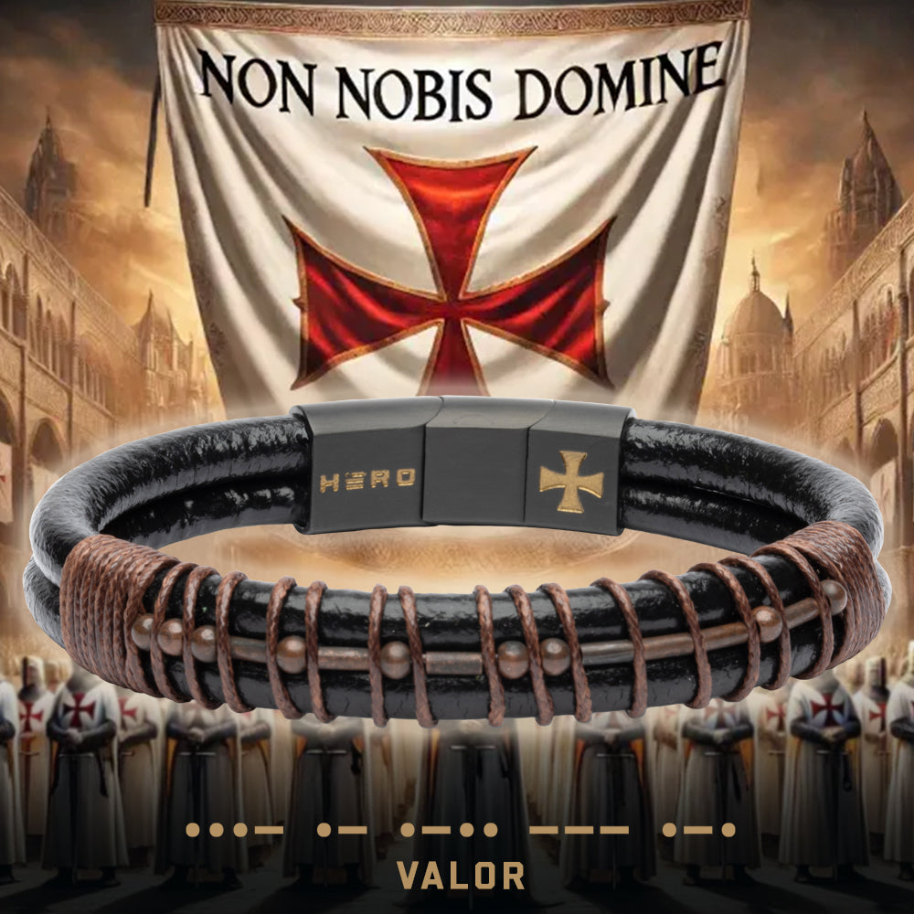 Knights Valor Leather Morse Code Bracelet: Helps Pair Veterans With A Service Dog Or Shelter Dog