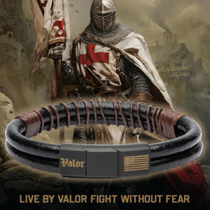 Knights Valor Leather Morse Code Bracelet: Helps Pair Veterans With A Service Dog Or Shelter Dog