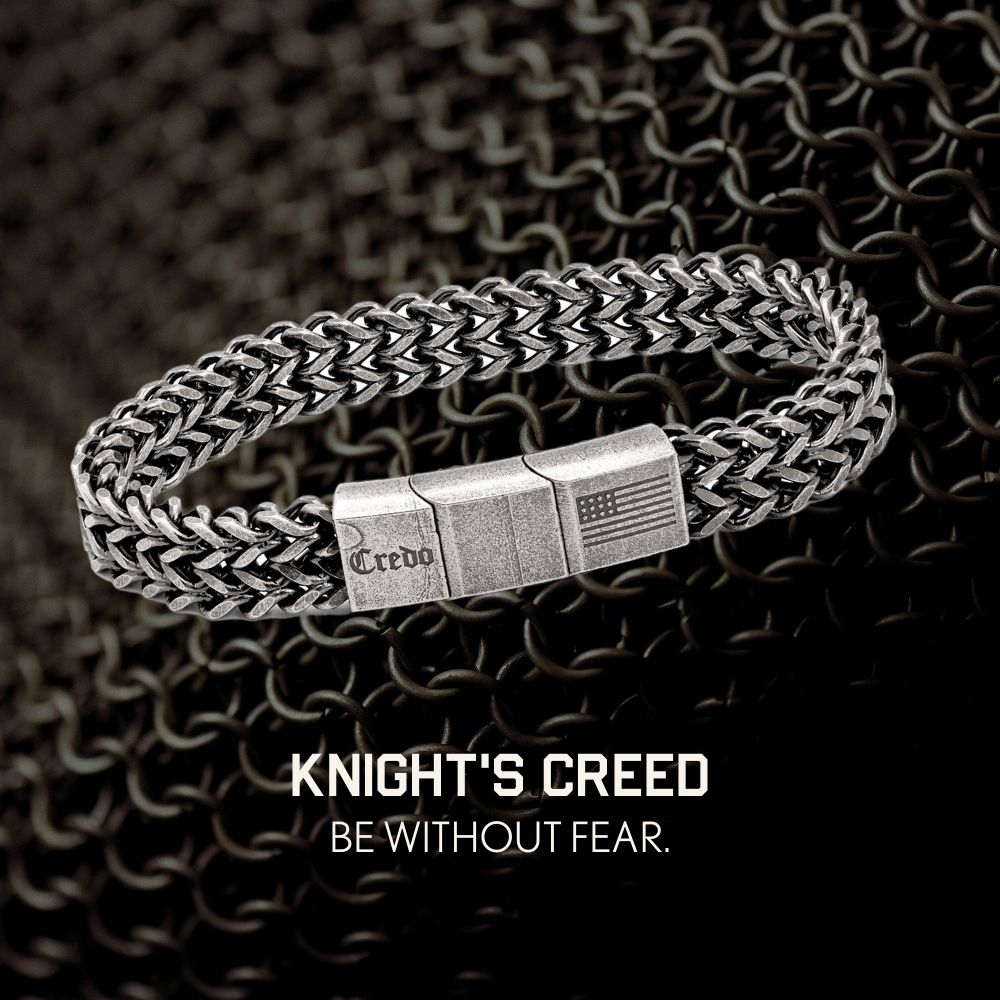 Labor Day Offer -Knight's Creed Bracelet and Legacy of Courage Broken Sword Necklace Set: Helps Pair Veterans with Service or Shelter Dogs