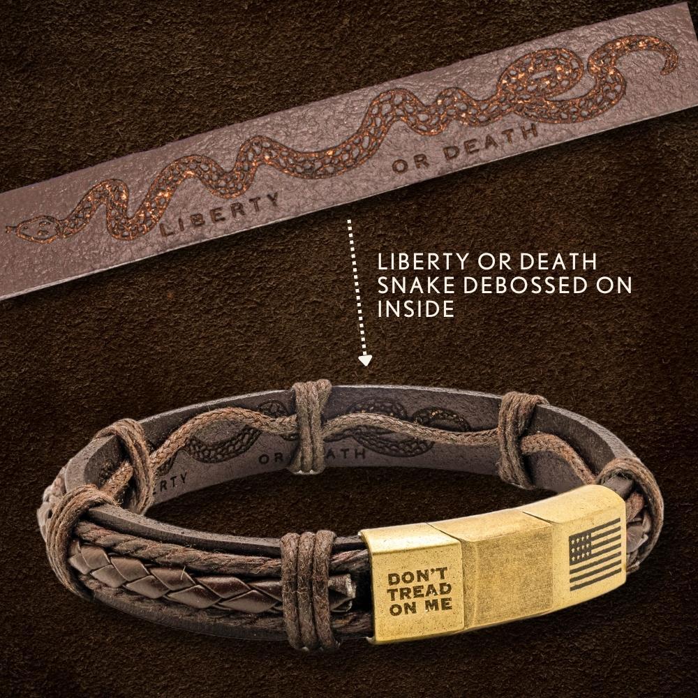 Don't Tread On Me Leather Bracelet: Helps Pair Veterans With A Service Dog or Shelter Dog