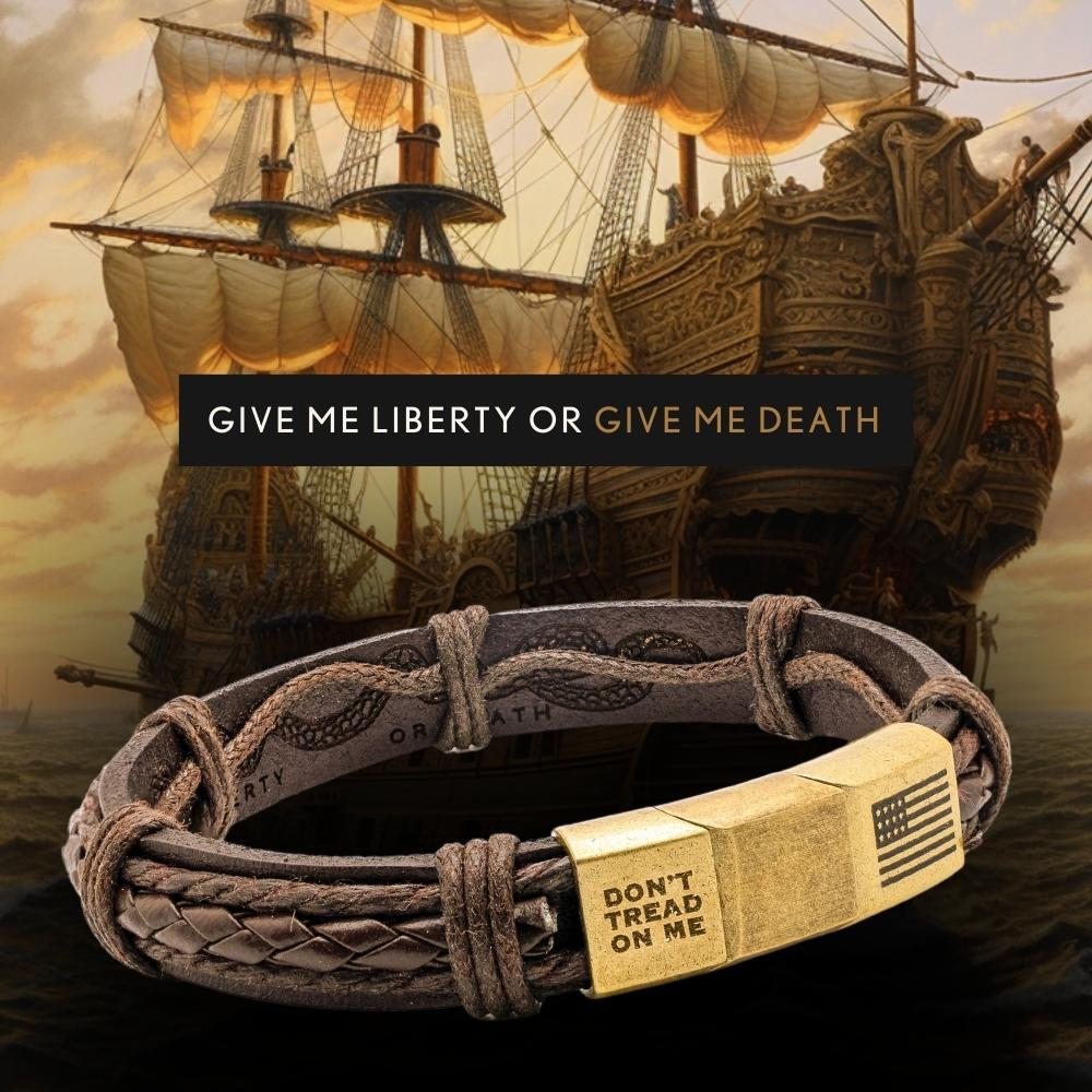 33% OFF Don't Tread On Me Leather Bracelet: Helps Pair Veterans With A Service Dog or Shelter Dog