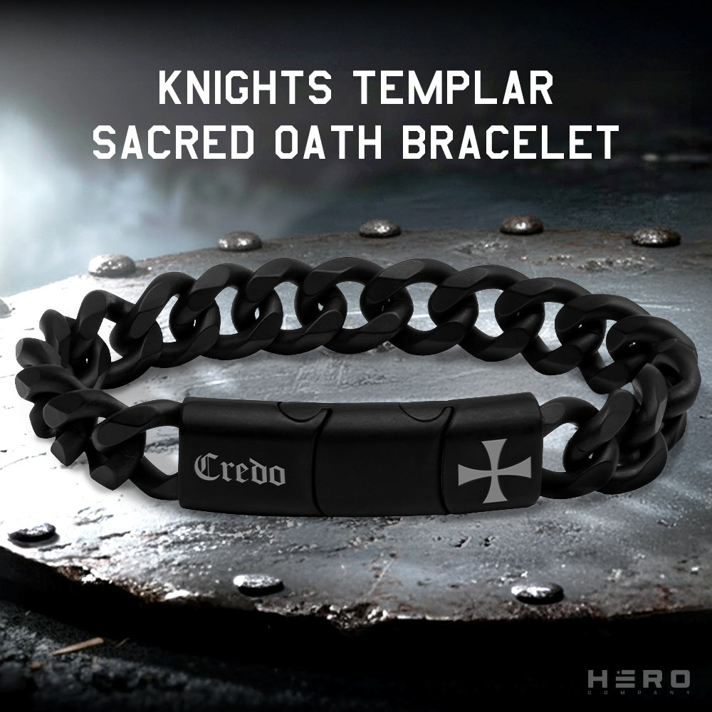 50% OFF - Knights Templar Sacred Oath Cuban Link Bracelet With Purchase of Knights Templar Sacred Oath Cuban Link Necklace