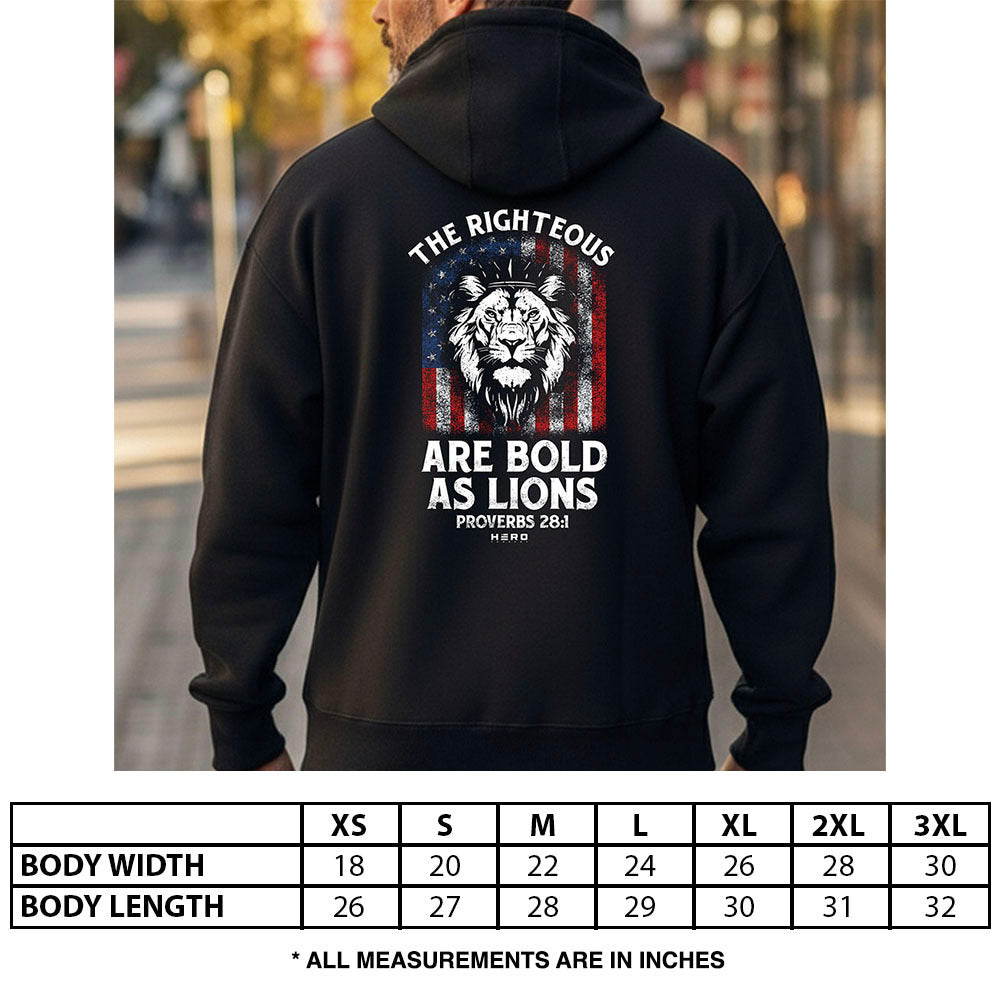 Hero Company Men&#39;s The Righteous Are Bold As Lions Black Premium Hoodie - Helps Pair Veterans With A Service Dog or Shelter Dog