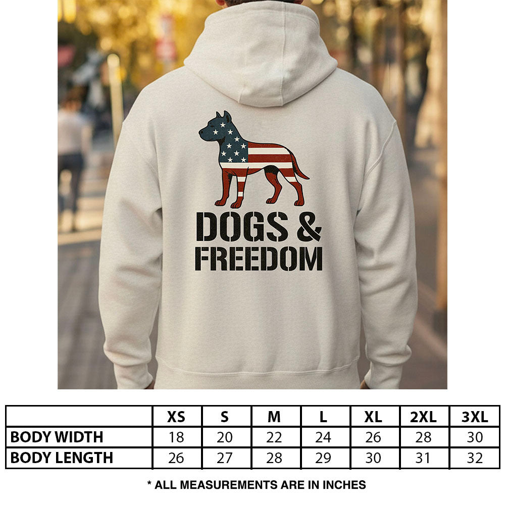 Hero Company Men's Dogs & Freedom White Premium Hoodie - Helps Pair Veterans With A Service Dog or Shelter Dog