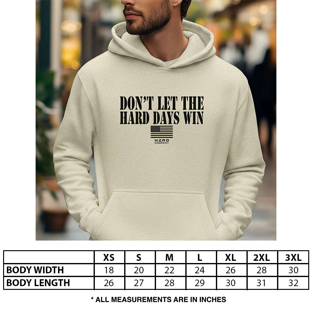 Hero Company Men's Don't Let The Hard Days Win Oatmeal Heather Premium Hoodie - Helps Pair Veterans With A Service Dog or Shelter Dog