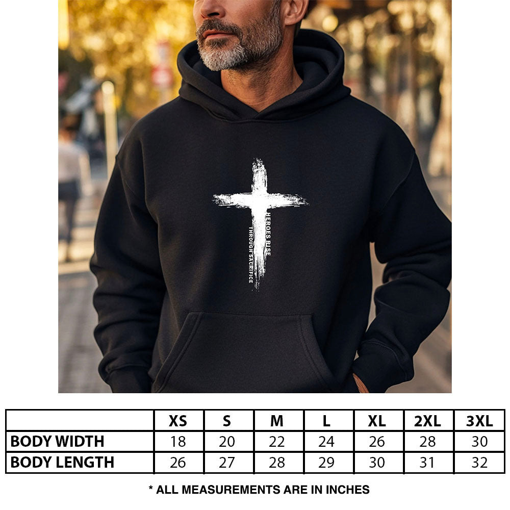 Hero Company Men's Heroes Rise Through Sacrifice Black Premium Hoodie - Helps Pair Veterans With A Service Dog or Shelter Dog