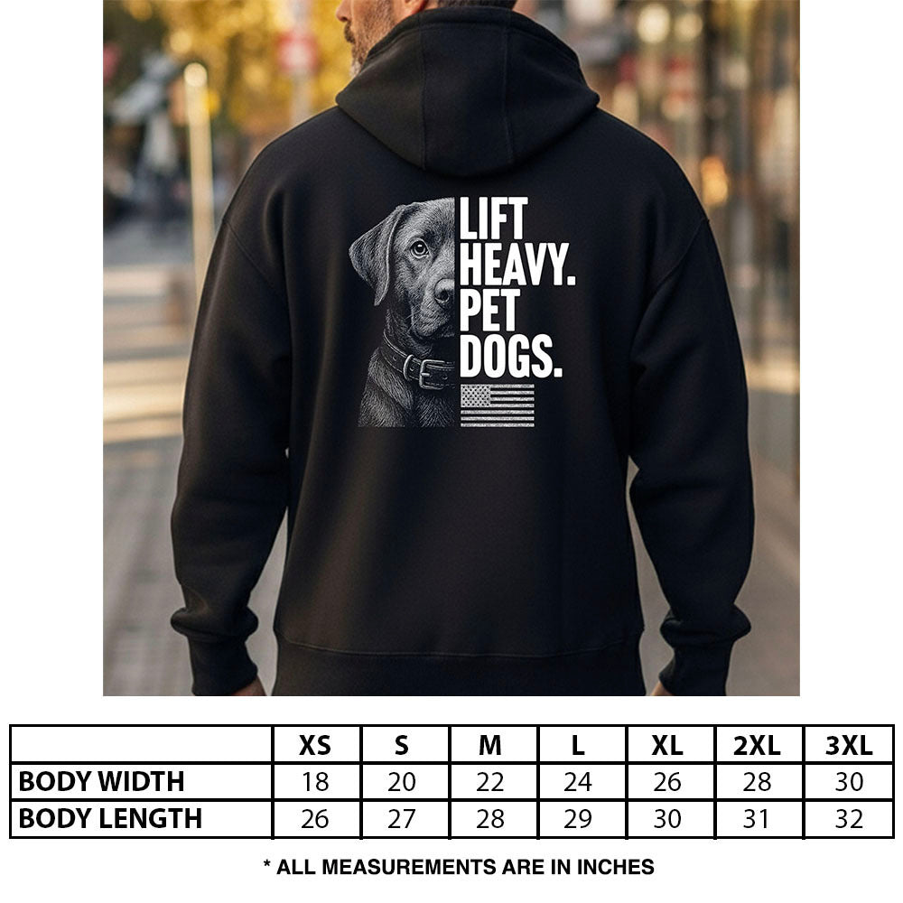 Hero Company Men's Lift Heavy. Pet Dogs Lab Black Premium Hoodie - Helps Pair Veterans With A Service Dog or Shelter Dog