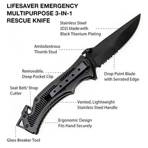 The Hero Company- LifeSaver Emergency Multipurpose 3-in-1 Rescue Knife