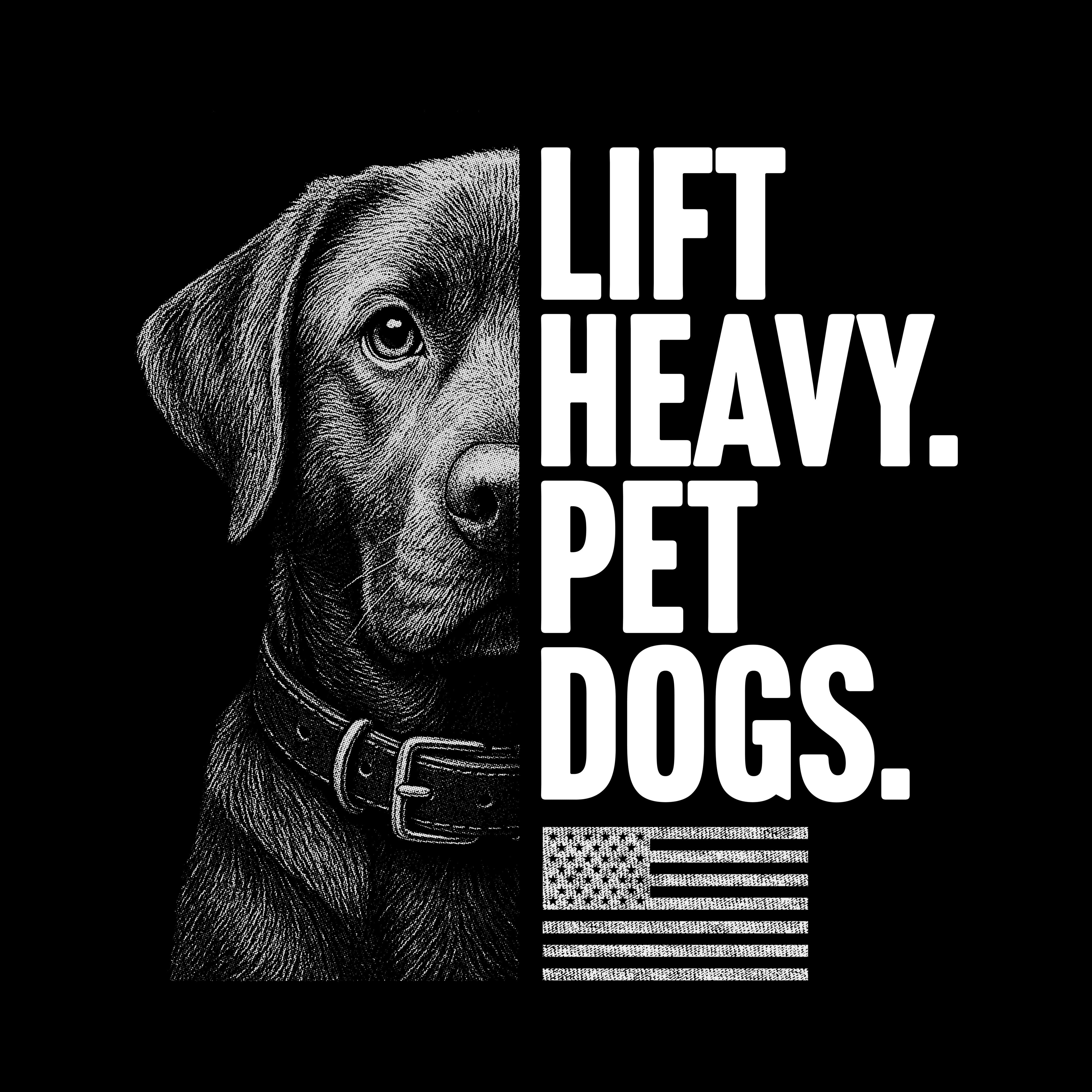 Hero Company Men's Lift Heavy. Pet Dogs. Lab Black Tee - Helps Pair Veterans With A Service Dog or Shelter Dog