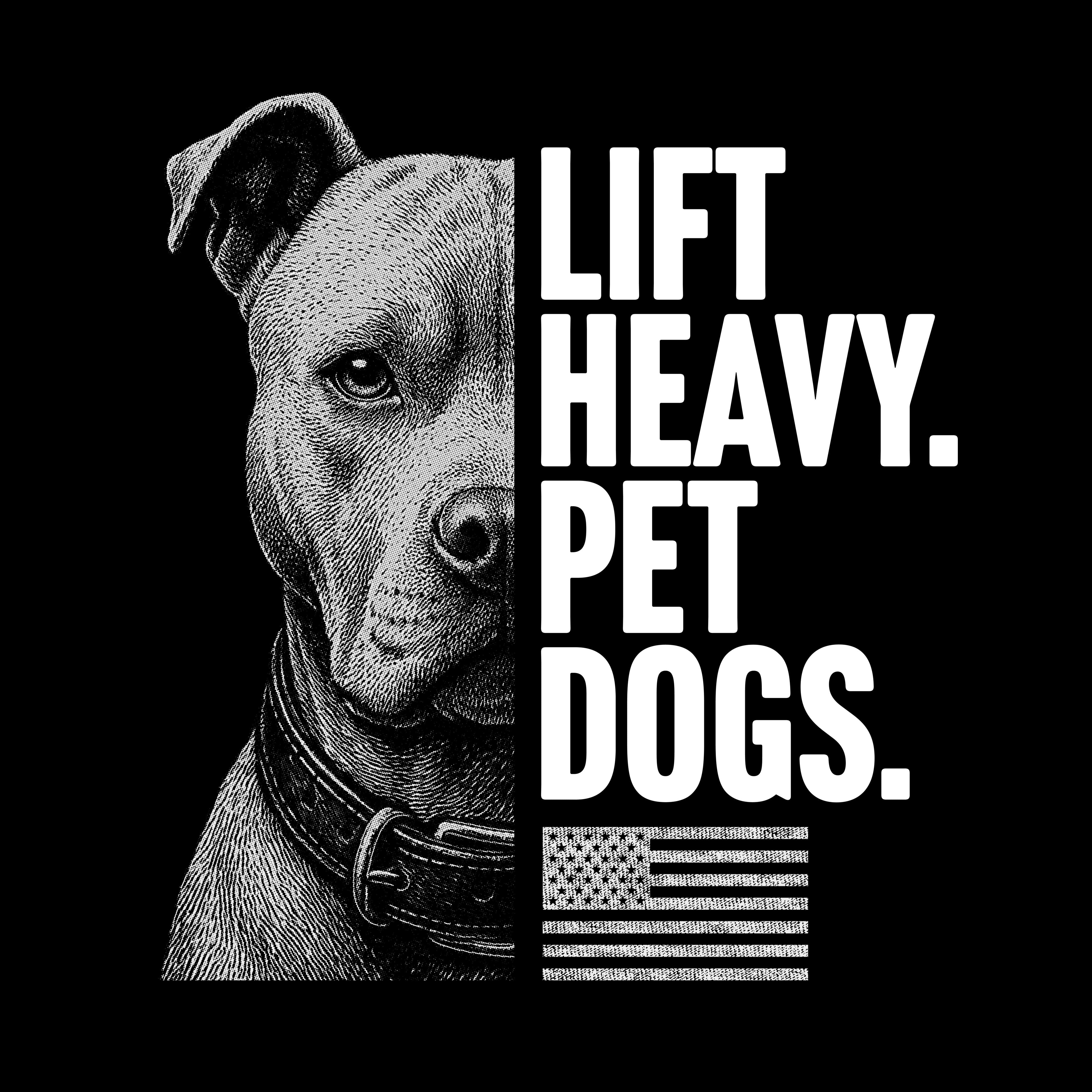Hero Company Men's Lift Heavy. Pet Dogs. Pit Bull Black Tee - Helps Pair Veterans With A Service Dog or Shelter Dog
