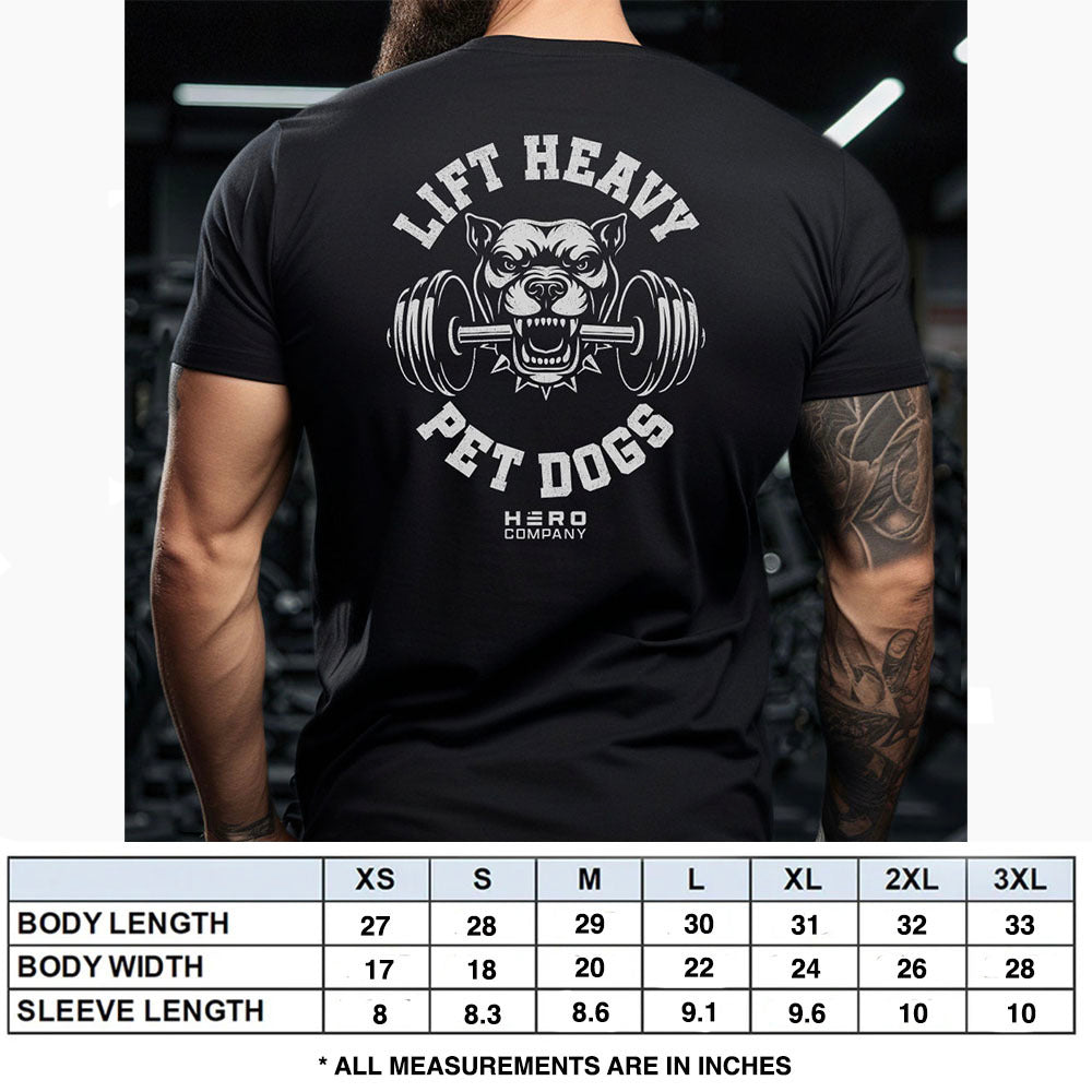 Hero Company Men's Lift Heavy Pet Dogs Pit Black Tee - Helps Pair Veterans With A Service Dog or Shelter Dog