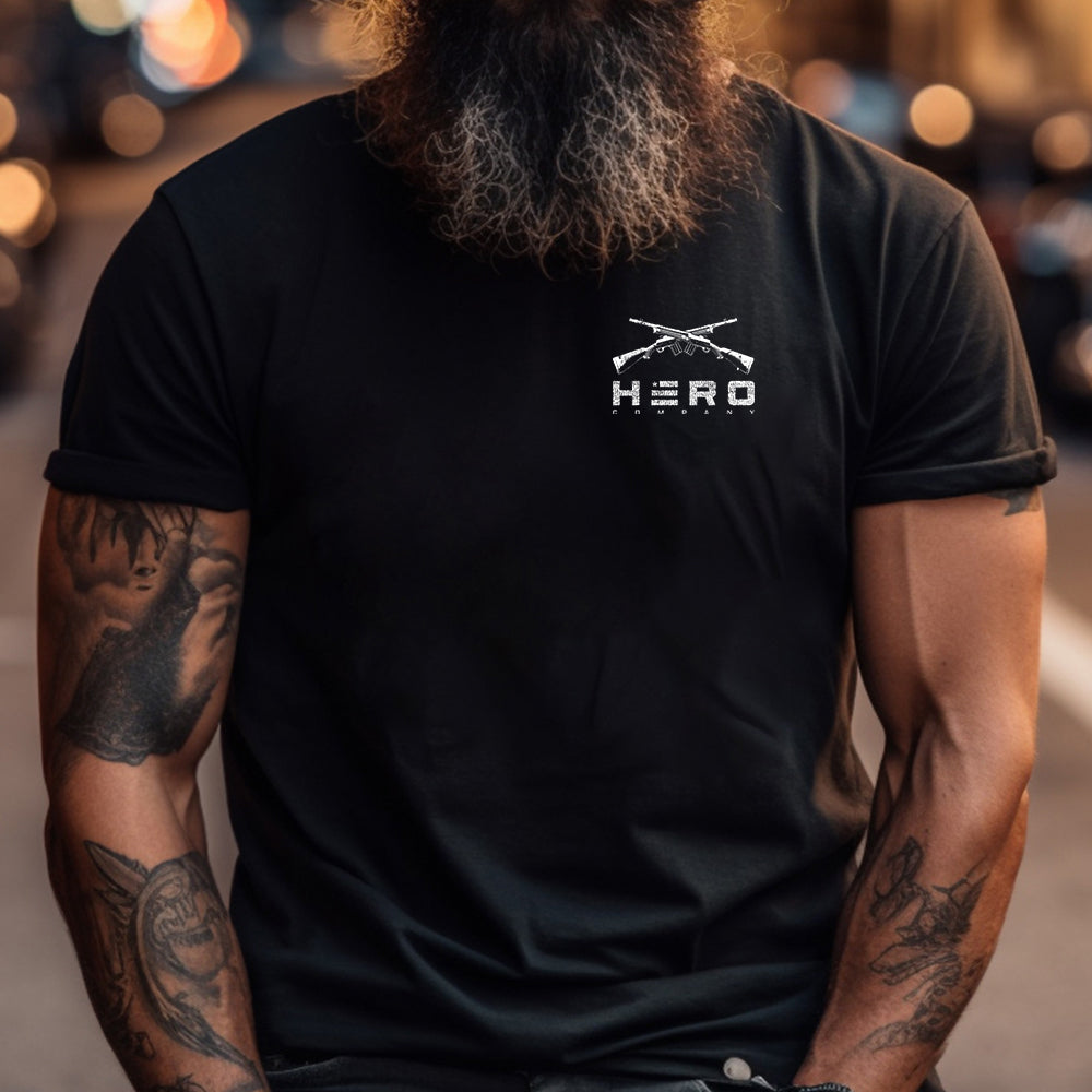 Hero Company Men's Locked & Loaded Black Tee - Helps Pair Veterans With A Service Dog or Shelter Dog