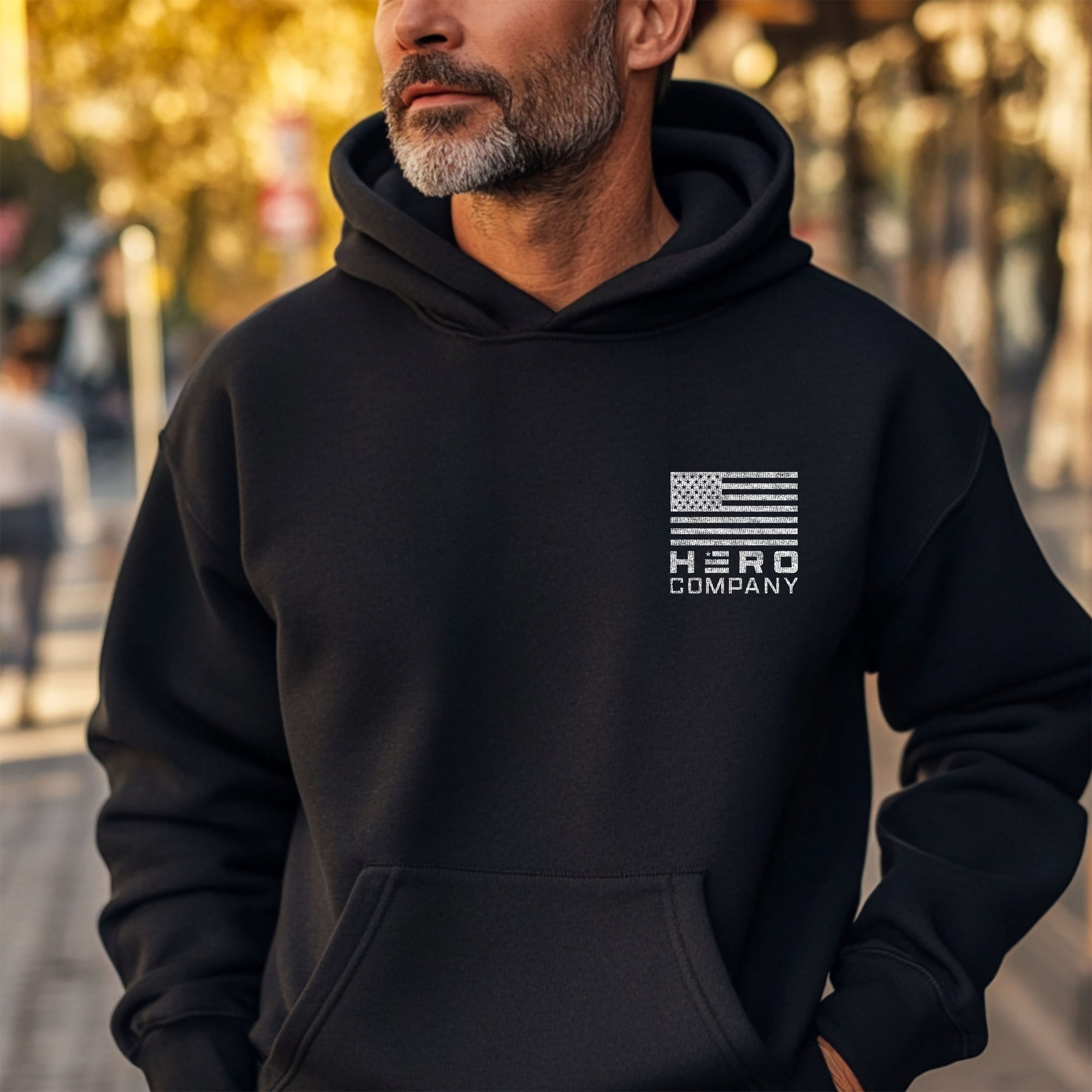 Hero Company Men's Lift Heavy. Pet Dogs Lab Black Premium Hoodie - Helps Pair Veterans With A Service Dog or Shelter Dog