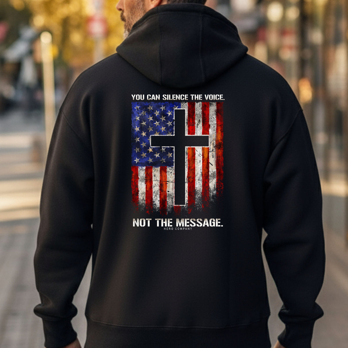 Hero Company Men&#39;s You Can Silence The Voice Black Premium Hoodie - Helps Pair Veterans With A Service Dog or Shelter Dog