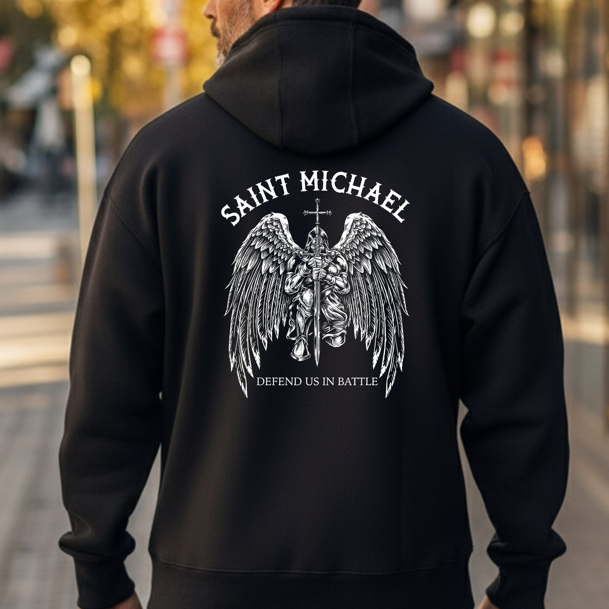Hero Company Men&#39;s Saint Michael Black Premium Hoodie