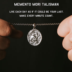Memento Mori Talisman Medallion Sterling Silver- Helps Pair Veterans With A Service Dog Or Shelter Dog