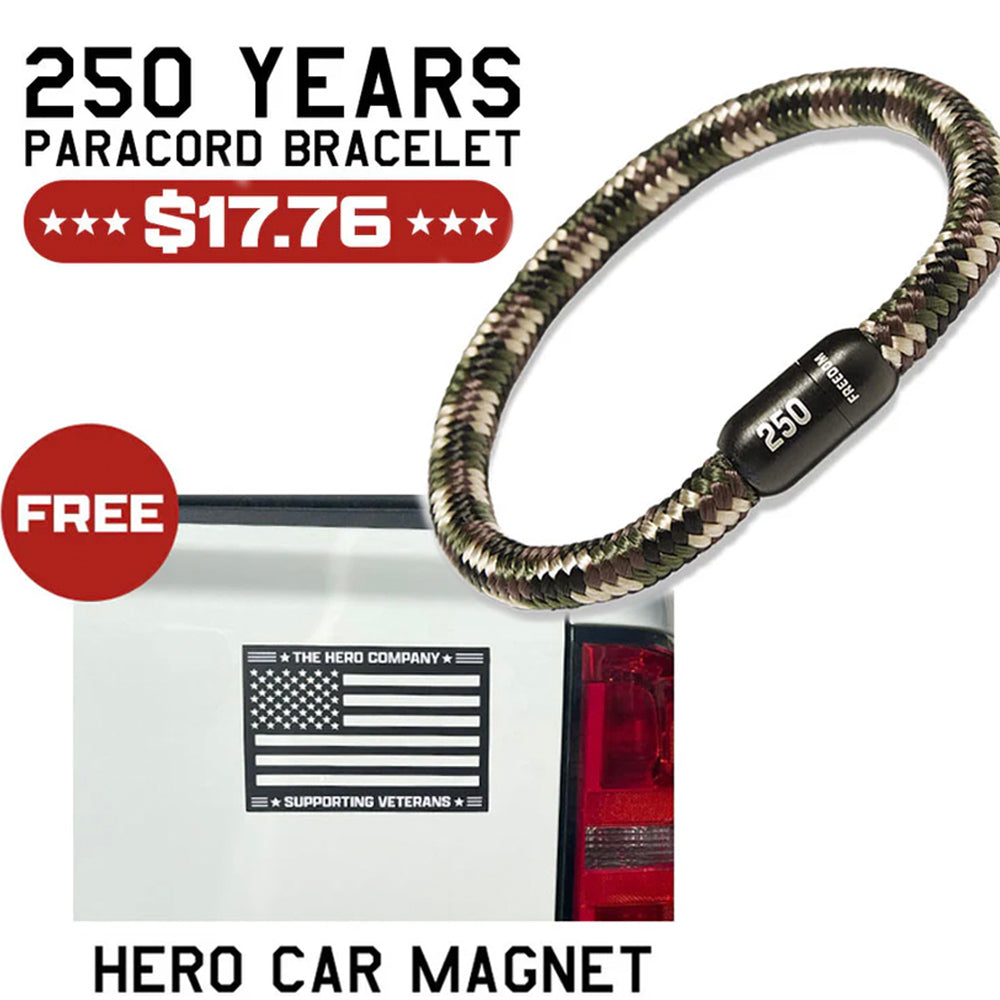 DEAL $17.76 - 250 Years Of Freedom Camo Paracord Bracelet &amp; Get FREE Supporting Veterans Flag Magnet