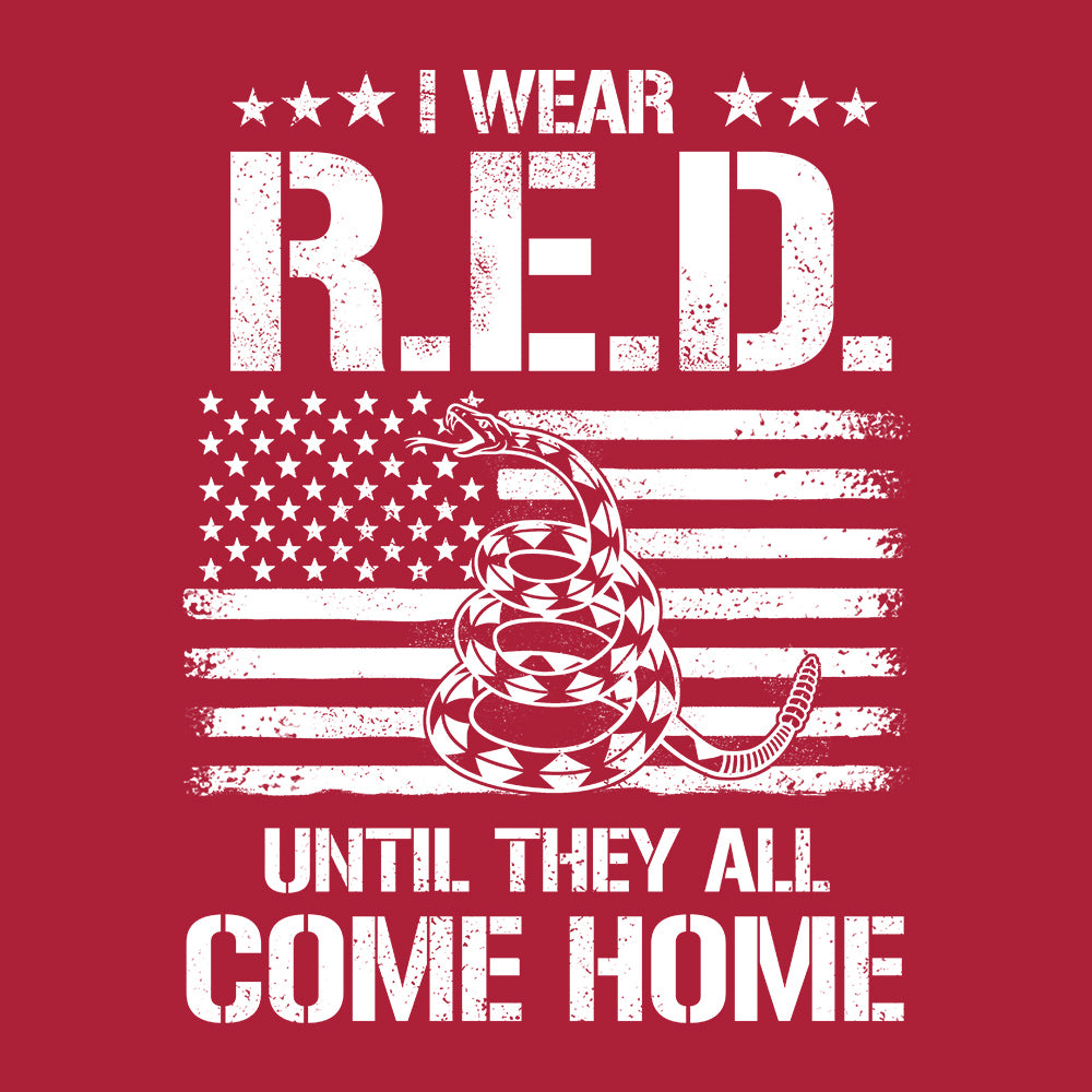Hero Company Men's I Wear Red Until They All Come Home Red Tee - Helps Pair Veterans With A Service Dog or Shelter Dog