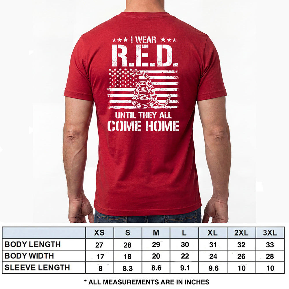Hero Company Men's I Wear Red Until They All Come Home Red Tee - Helps Pair Veterans With A Service Dog or Shelter Dog