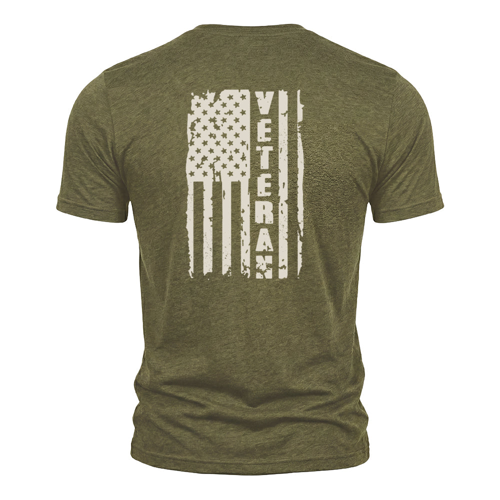 Hero Company Men's Veteran Pride Tan Print Military Green Tee - Helps Pair Veterans With A Service Dog or Shelter Dog