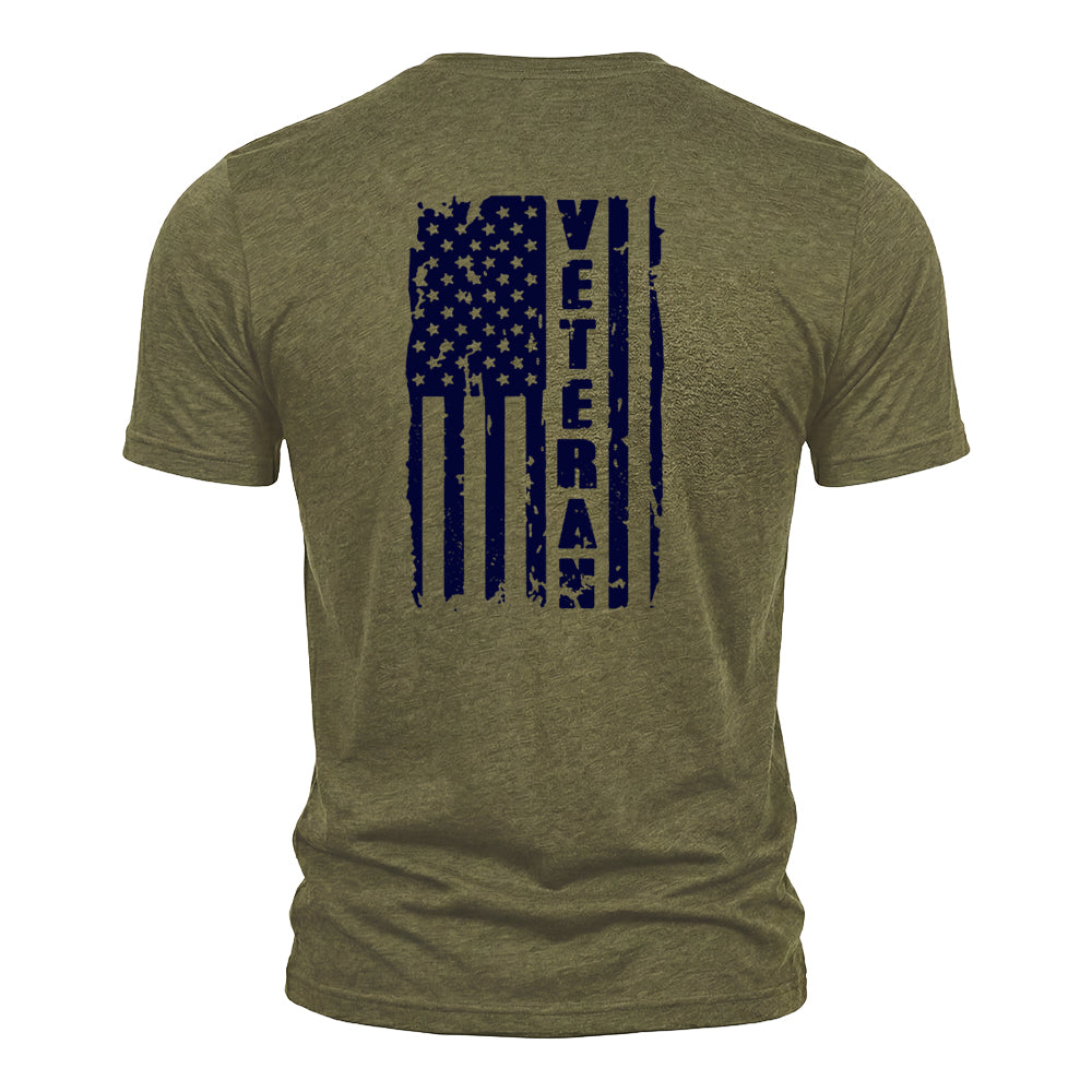 Hero Company Men's Veteran Pride Dark Print Military Green Tee - Helps Pair Veterans With A Service Dog or Shelter Dog