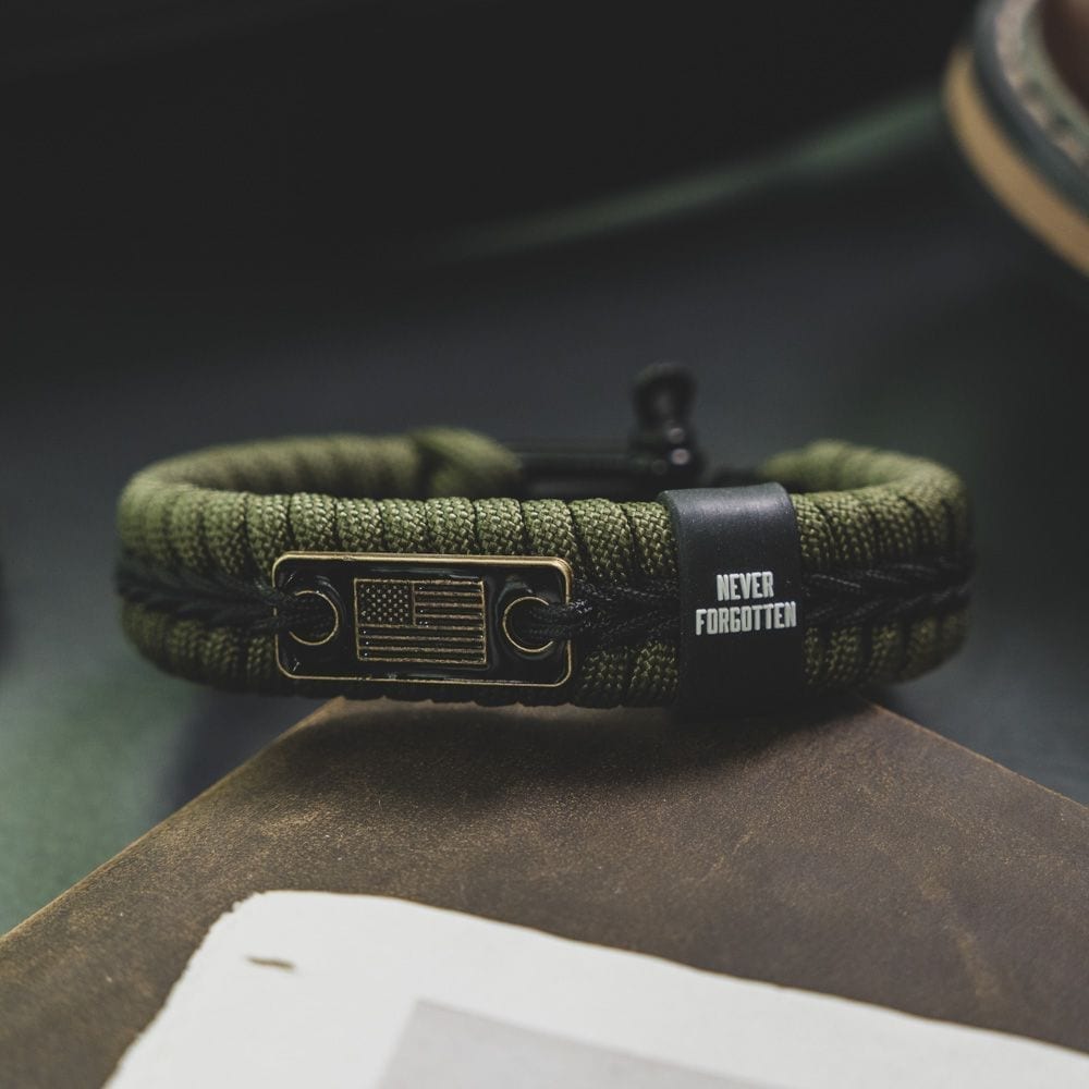 Limited Time Offer - Never Forgotten Green Paracord Bracelet: Helps Pa -  The Hero Company