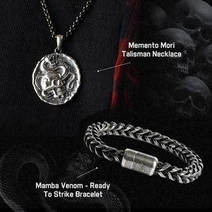 Buy Bracelet and Get Necklace FREE - Memento Mori Talisman Necklace and Mamba Venom - Ready To Strike Bracelet: Helps Pair Veterans With A Service Dog Or Shelter Dog