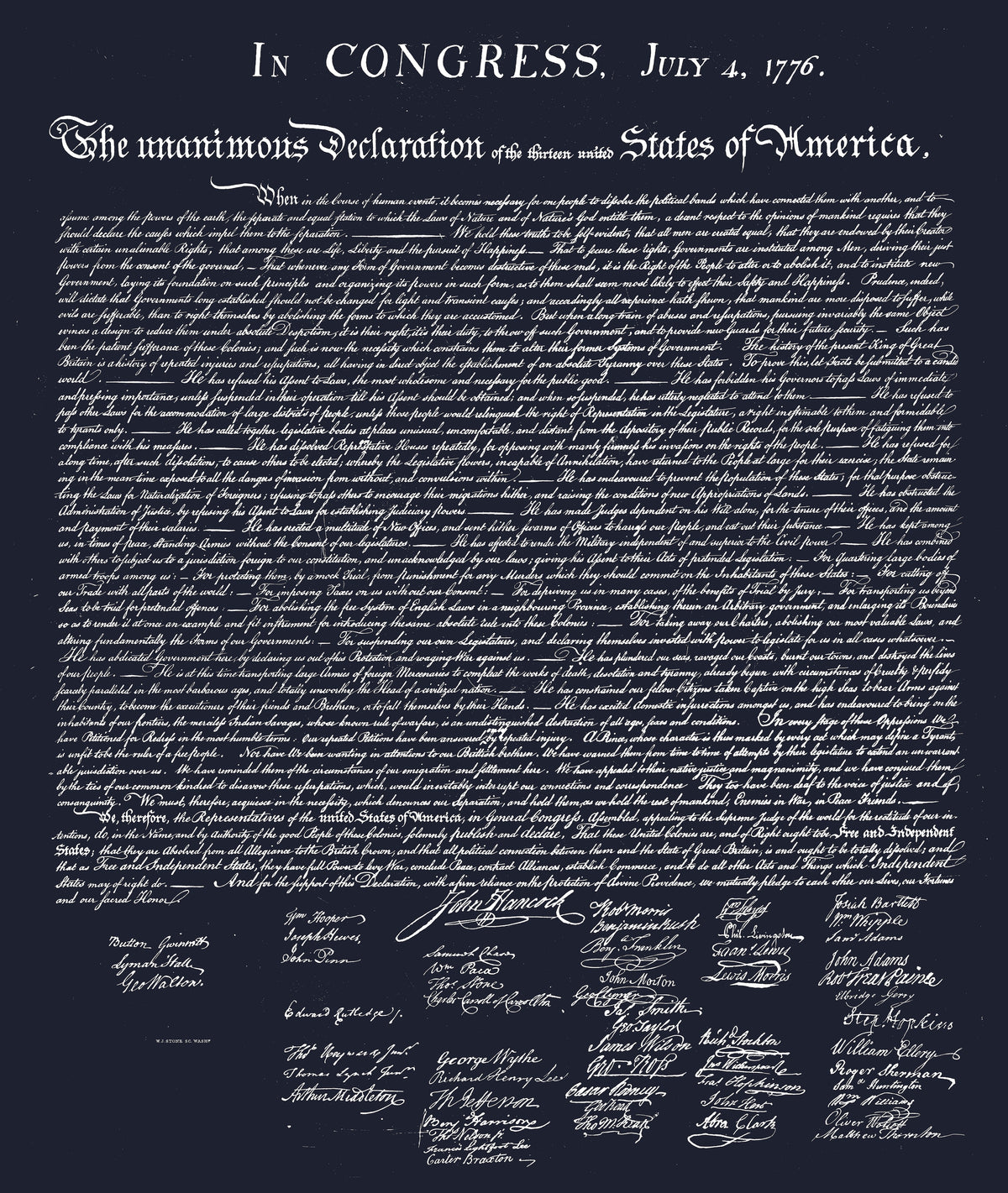 Hero Company Men's 250th Declaration Of Independence Navy Tee - Helps Pair Veterans With A Service Dog or Shelter Dog