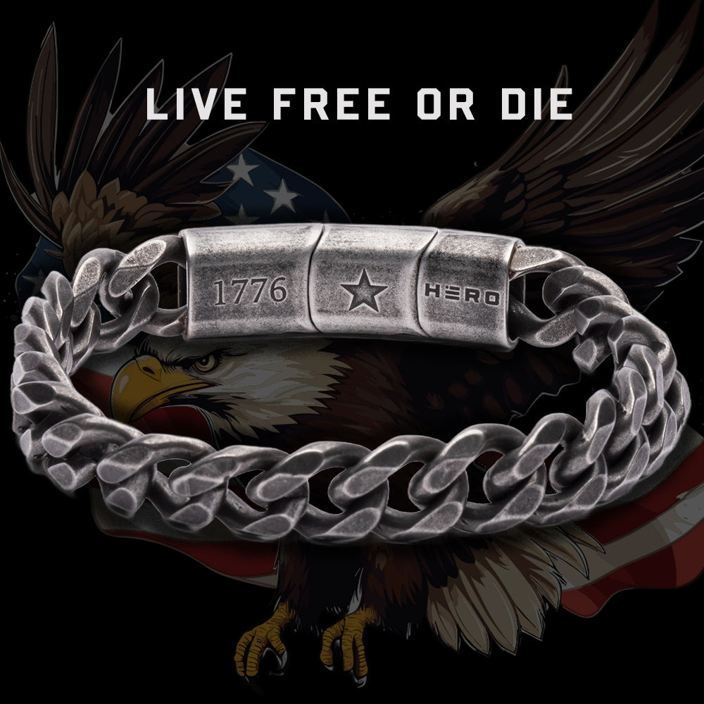 Never Surrender 1776 Cuban Link Bracelet: Helps Pair Veterans With A Service Dog Or Shelter Dog