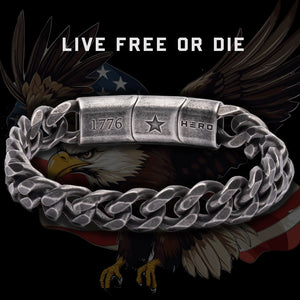 Never Surrender 1776 Cuban Link Bracelet: Helps Pair Veterans With A Service Dog Or Shelter Dog