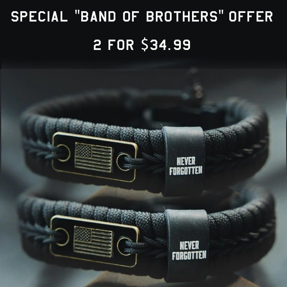 Band of Brothers Never Forgotten Black Paracord Bracelet: Helps Pair Veterans With A Service Dog Or Shelter Dog