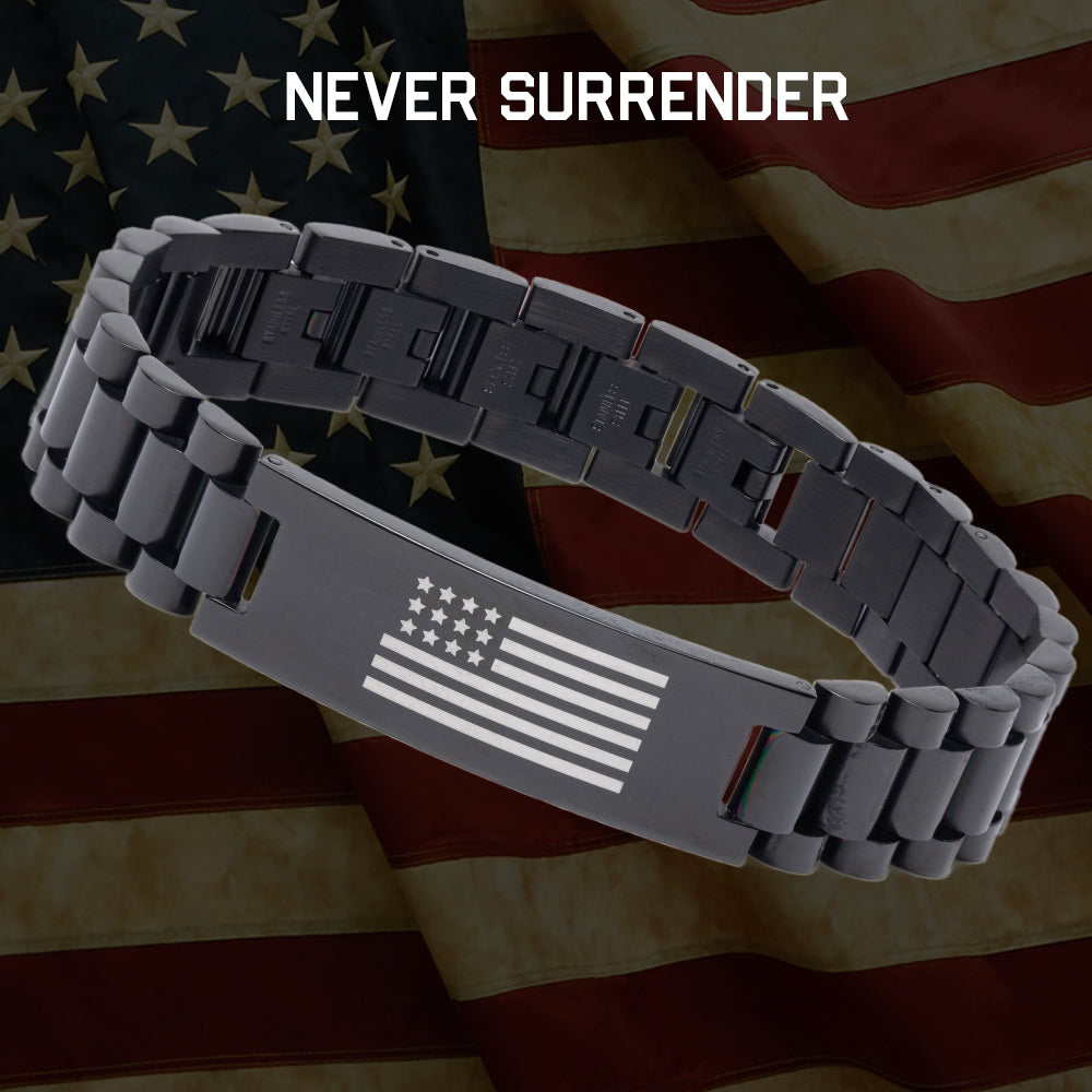FREE Never Surrender Patriot Bracelet with Purchase of The 250th Year Anniversary Tee - Helps Pair Veterans With A Service Dog or Shelter Dog