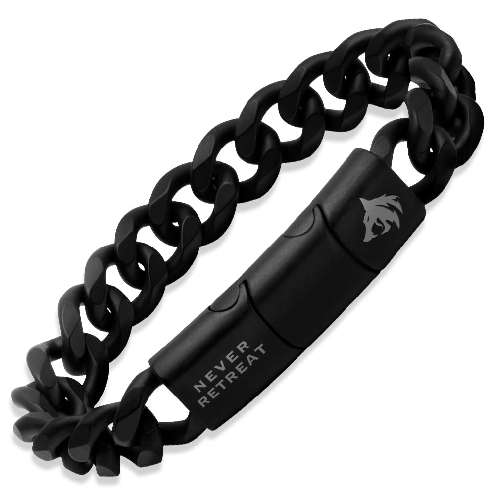 50% OFF - Never Retreat Alpha Wolf Cuban Link Bracelet With Purchase of Never Retreat Alpha Wolf Cuban Link Black 27 ” Necklace