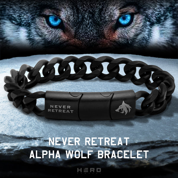 Never Retreat Alpha Wolf Cuban Link Bracelet : Helps Pair Veterans
