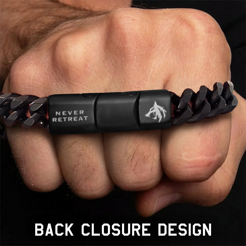 Never Retreat Alpha Wolf Cuban Link Necklace: Helps Pair Veterans With A Service Dog Or Shelter Dog