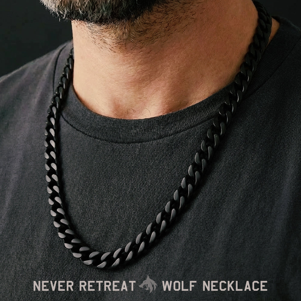 Never Retreat Alpha Wolf Cuban Link Necklace: Helps Pair Veterans With A Service Dog Or Shelter Dog