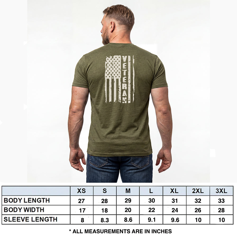 Hero Company Men's Veteran Pride Tan Print Military Green Tee - Helps Pair Veterans With A Service Dog or Shelter Dog