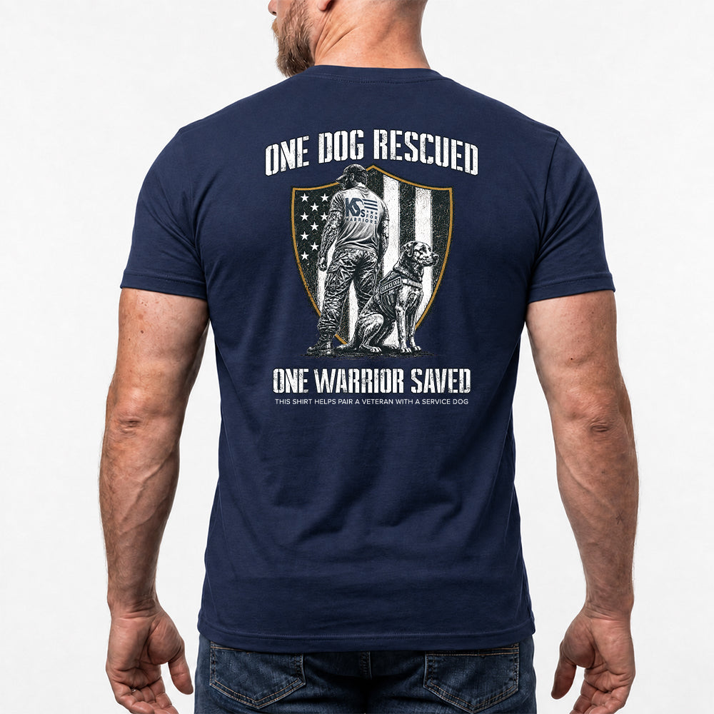 One Dog Rescued One Warrior Saved K9s For Warriors Navy Tee