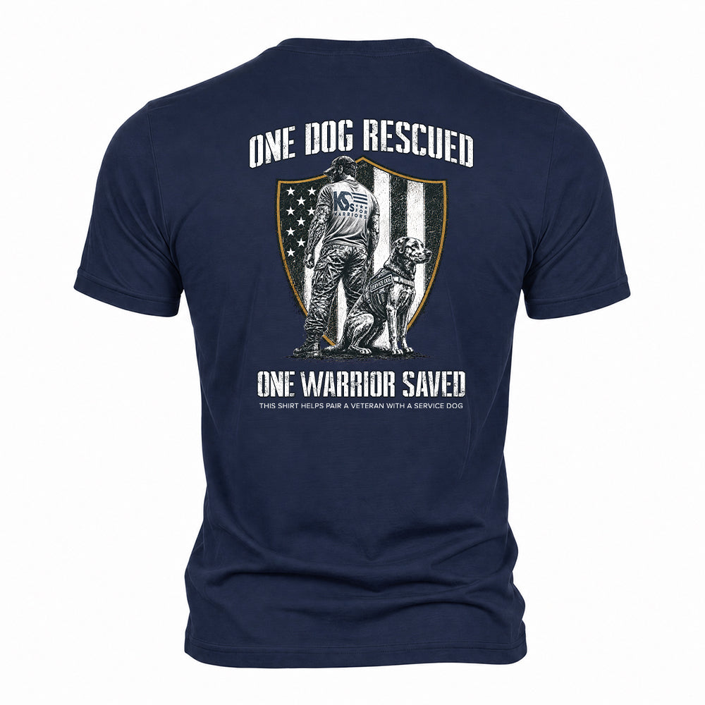 One Dog Rescued One Warrior Saved K9s For Warriors Navy Tee