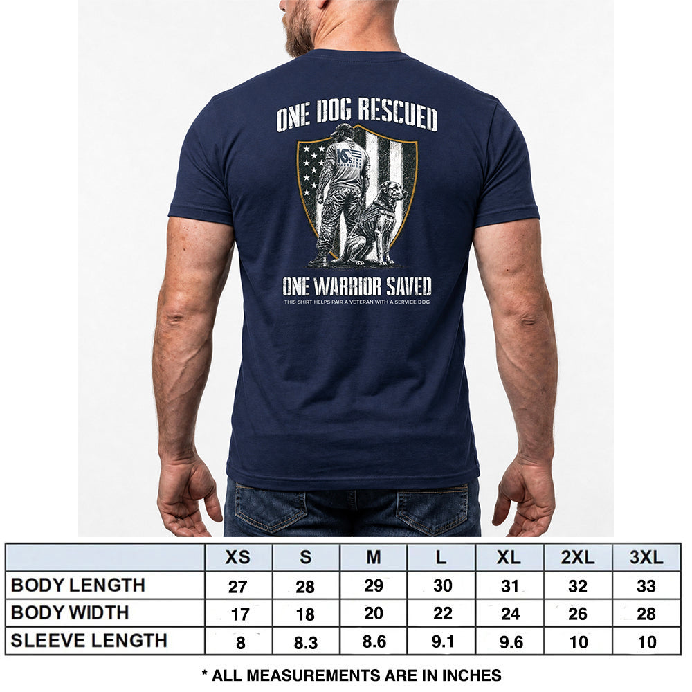 One Dog Rescued One Warrior Saved K9s For Warriors Navy Tee