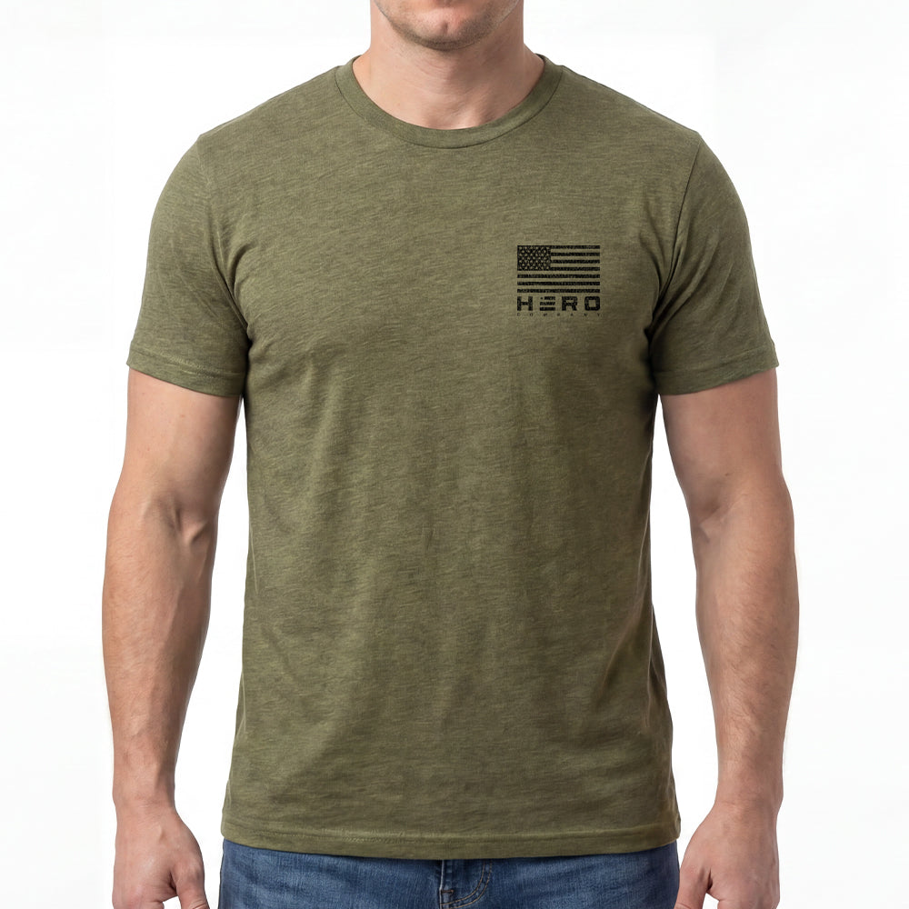 One Dog Saved One Hero Served Military Green Tee