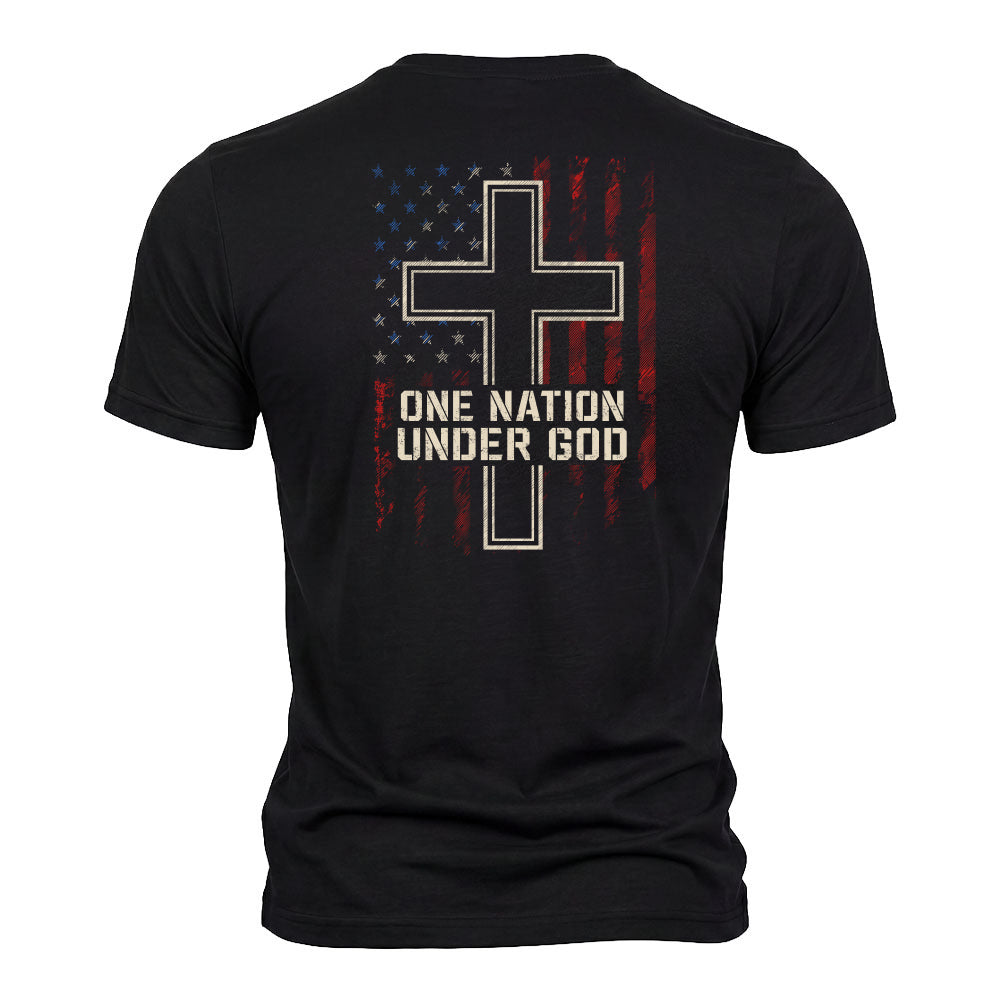 One Nation Under God - Flag & Cross Black Tee