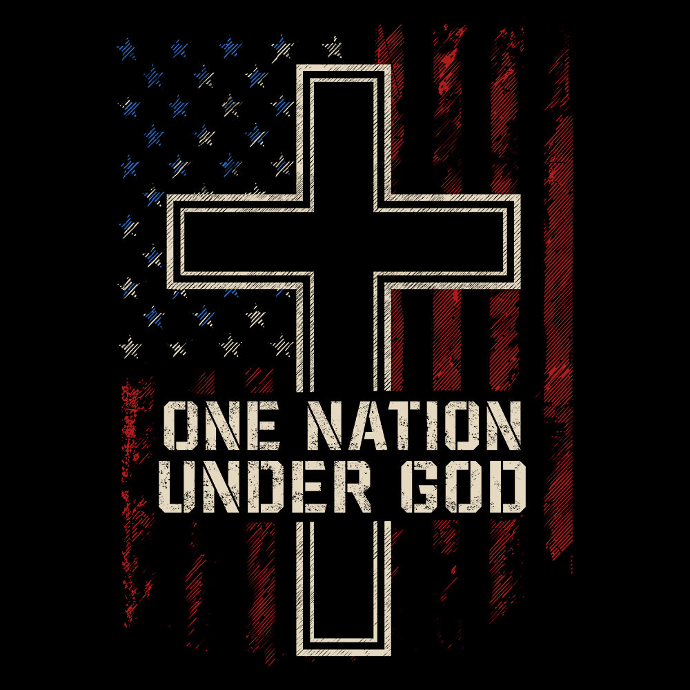 One Nation Under God - Flag & Cross Black Tee