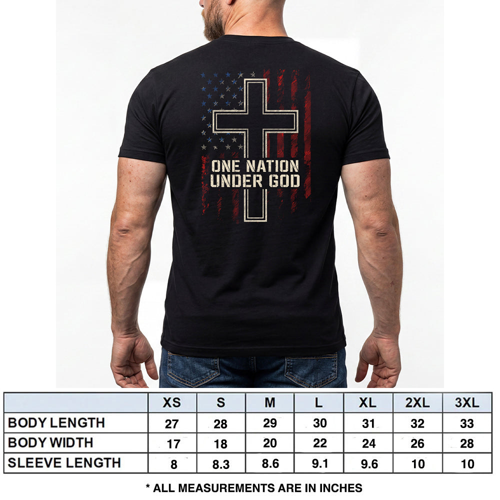 One Nation Under God - Flag & Cross Black Tee