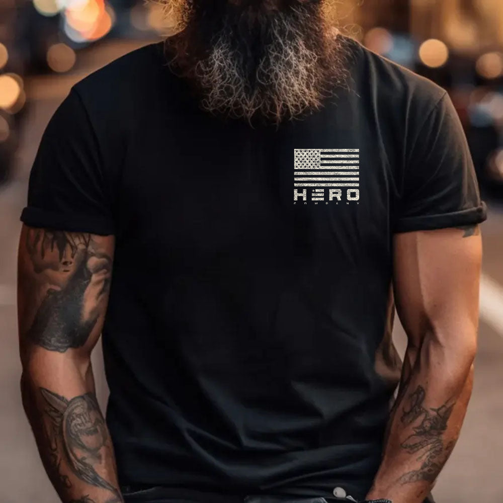 Hero Company Men's Paws For Our Patriots Black Tee - Helps Pair Veterans With A Service Dog or Shelter Dog